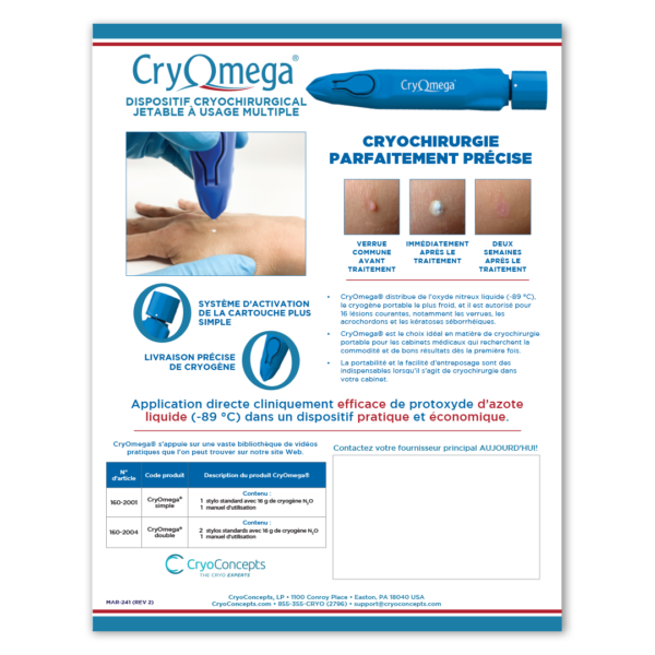 MAR-241 CryOmega - CryoClear Sales Sheet - French